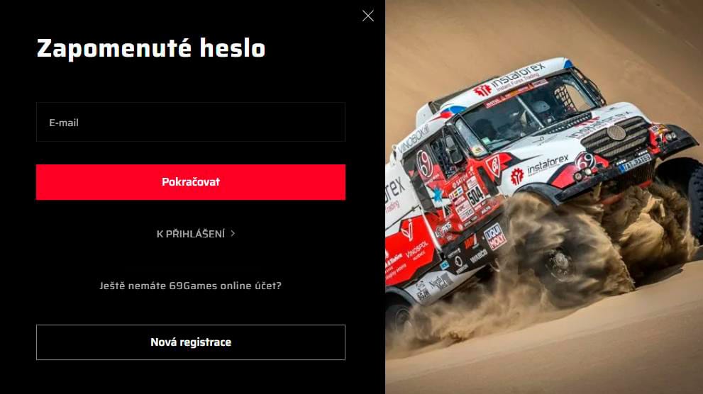 resetovat heslo 69games